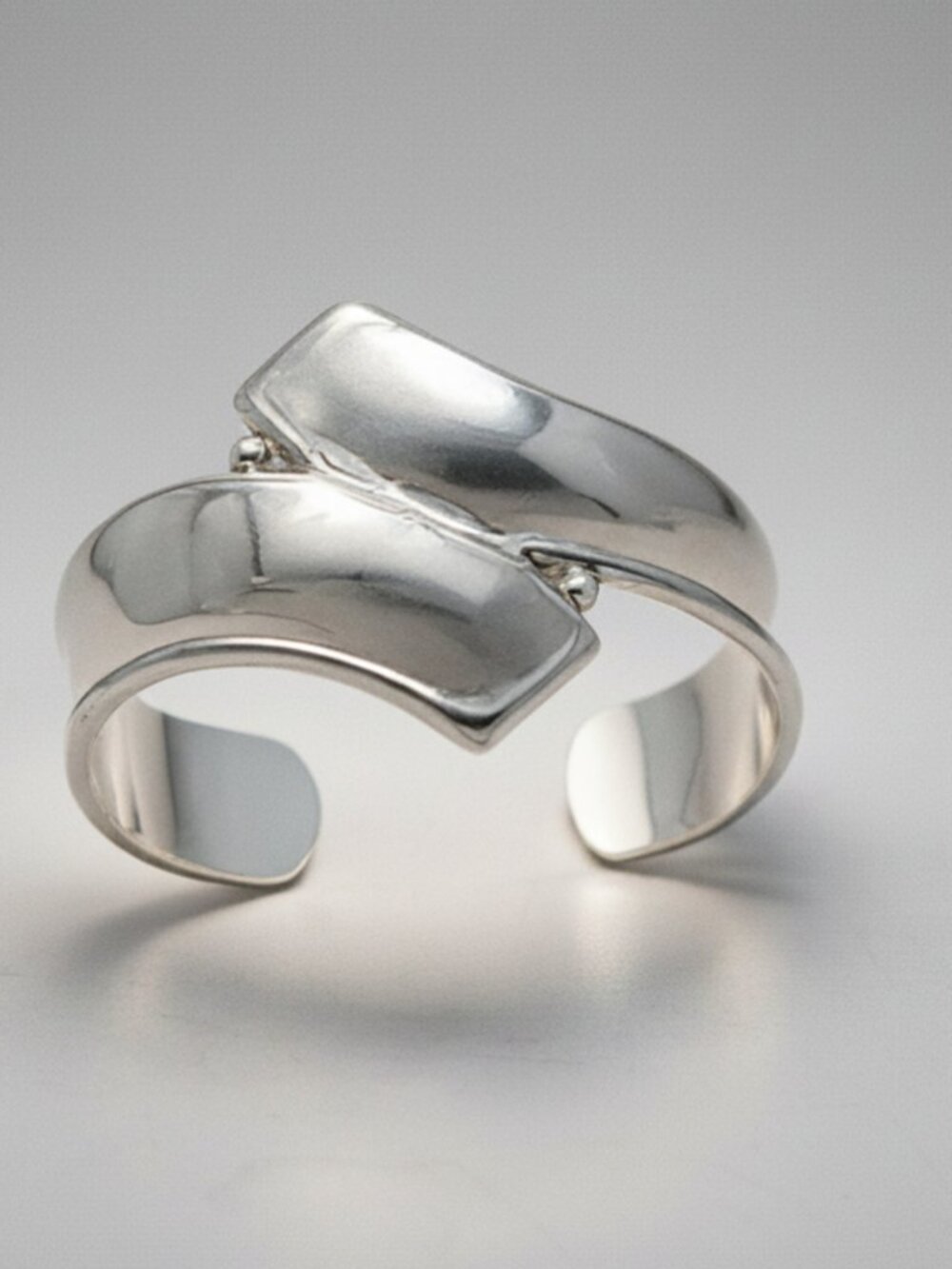 Taxco Signed Sterling .925 - Open Cuff Bypass Bracelet, 47g Size:7.5 - Adjusts